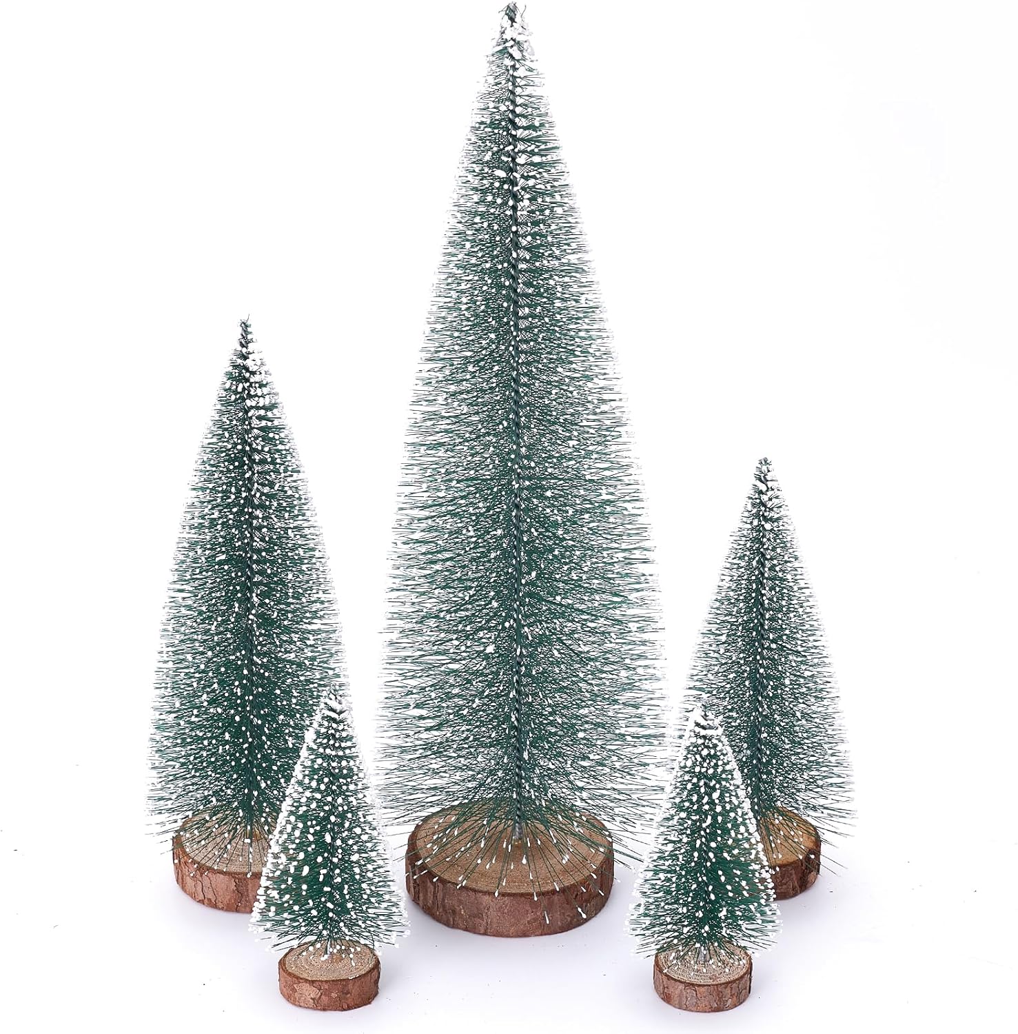 Diahom Mini Christmas Tree Set of 5 Bottle Brush Trees Snow