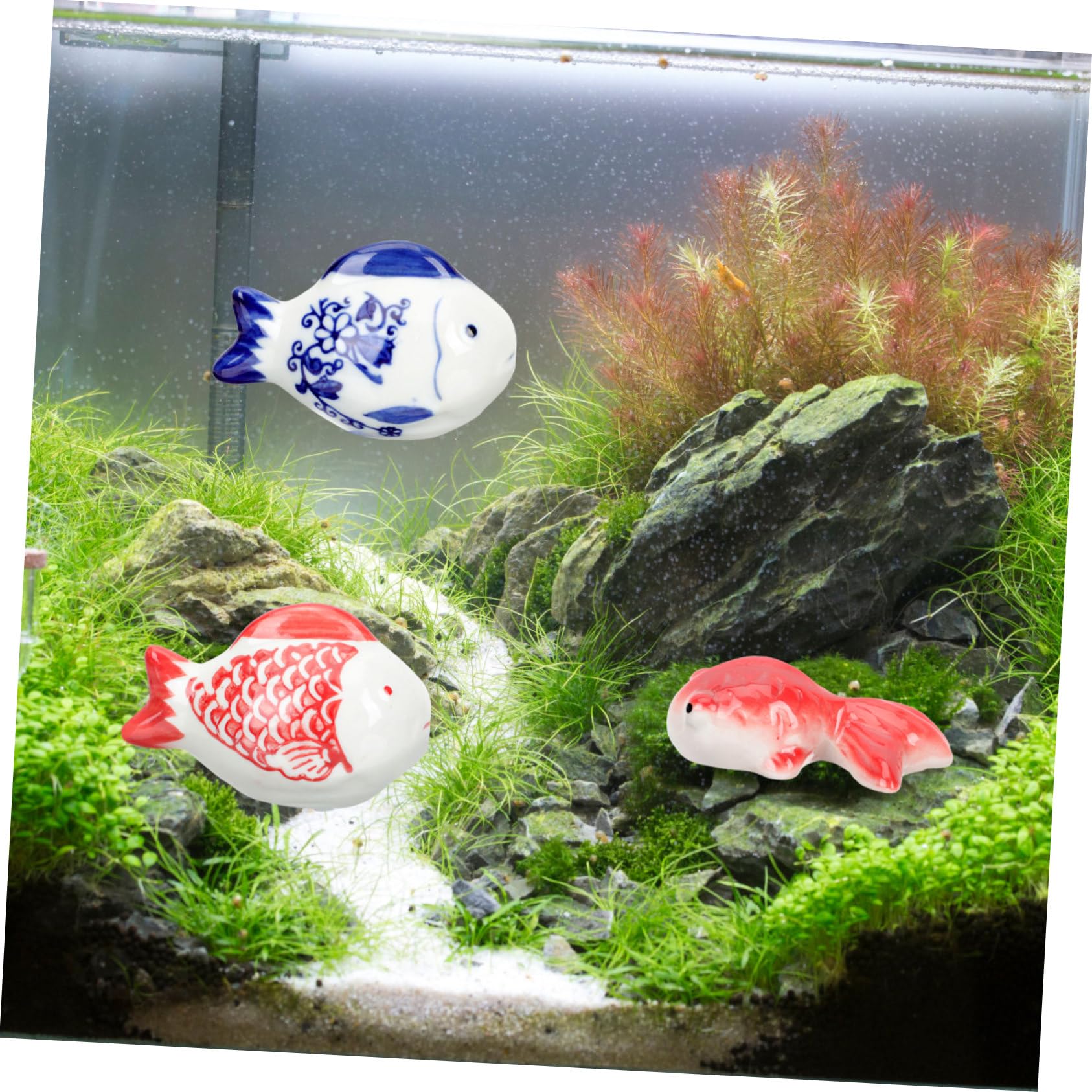 PRETYZOOM 2 Series Flotante De Cerámica Flotante Artificial Adornos De Acuario Cifra Miniatura Decoración Pecera Adornos Pecera Adornos De Pecera Estatuas De Peces De Cerámica 3 Piezas*2