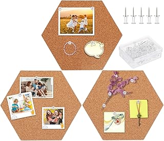 FEBSNOW 3 Pack Self-Adhesive Cork Board Tiles Hexagonal Cork Board Mini ...