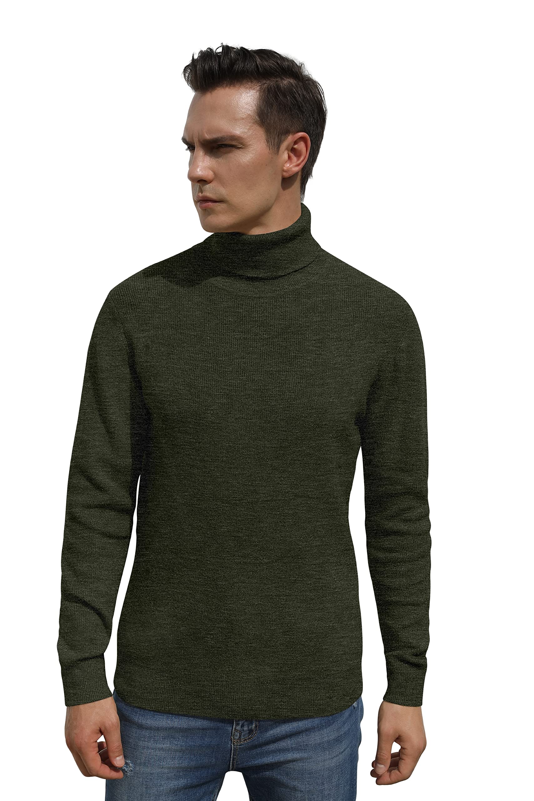Hisir Men's Jumper Turtle Neck Tops Winter Warm Wool Knitted Pullover Long Sleeve Sweater Solid Colour Basic Turtleneck Soft Jumpers