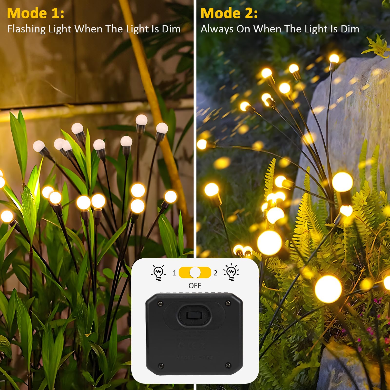 FIFlying 4 Pezzi Lampade Solari Per Esterni Da Giardino, 8 Led Lucciole Luci Solari Per Esterni IP65 Impermeabili, Nuovi Aggiornamenti Modalità Multiple Luce Lucciola Per Pathway Yard Patio
