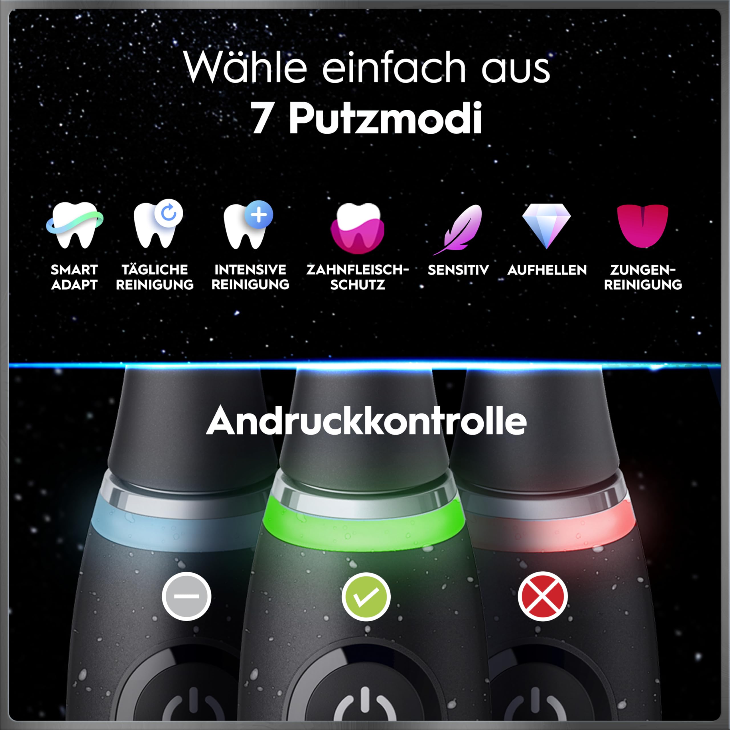Oral-B iO Series 10 Elektrische Zahnbürste, Schwarz | Inkl. 3 Aufsteckbürsten, Lade-Reise-Etui, iOSense, Electric Toothbrush mit 7 Putzmodi für Zahnpflege