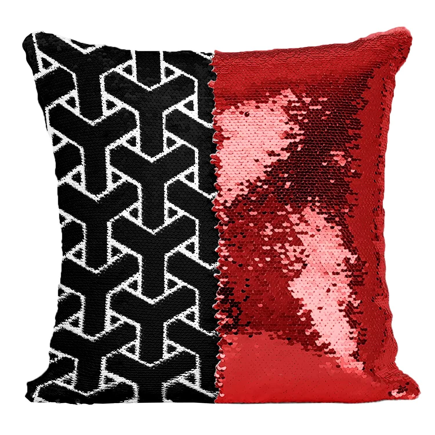 Coussin paillettes rouge geometrique pour illuminer votre salon chic