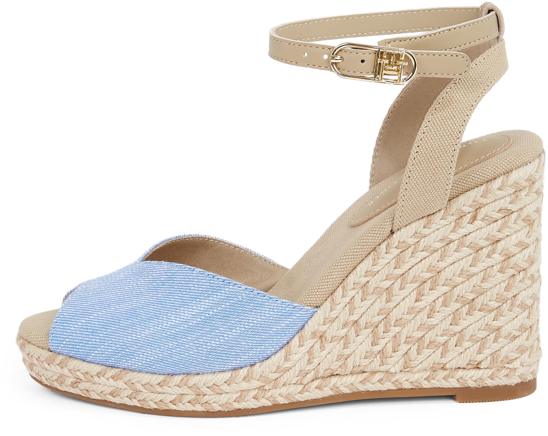 Tommy Hilfiger Damen Wedge Sandalen Chambray High mit Knöchelriemen
