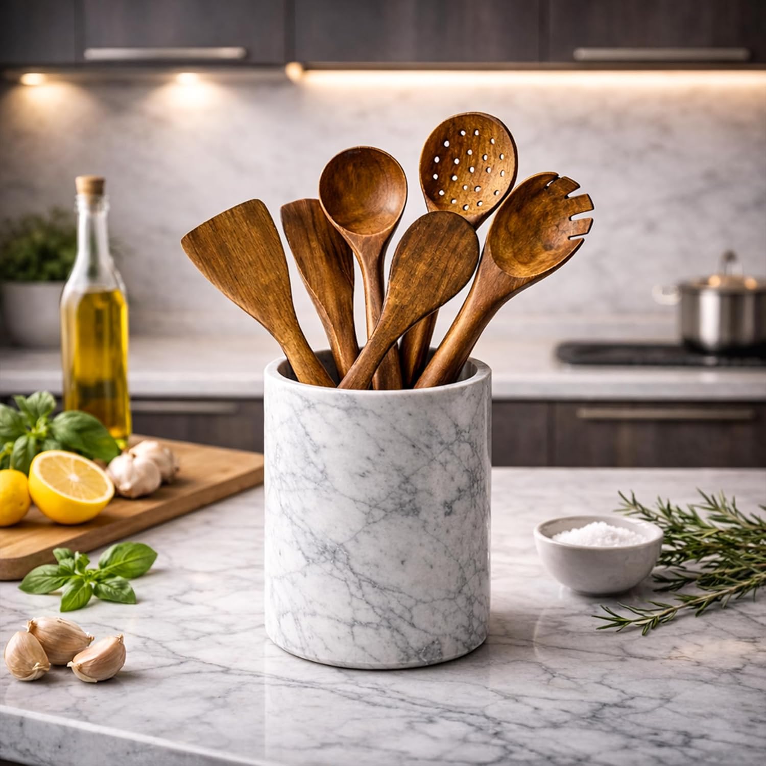 Wooden Cooking Utensils Set – Natural Wood Spoons & Spatulas for Nonstick Cookware, Heat-Resistant Kitchen Tools (Set of 6) christmas, new year, thanksgiving