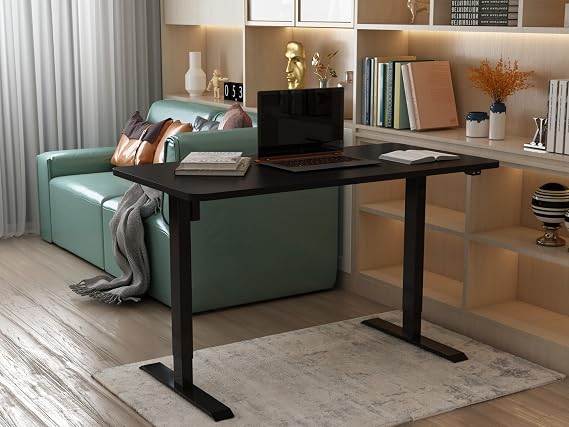BasicDesk Höhenverstellbarer Schreibtisch Elektrisch - Höhe 71-121 cm - Breite 85-129 cm - Schwarz