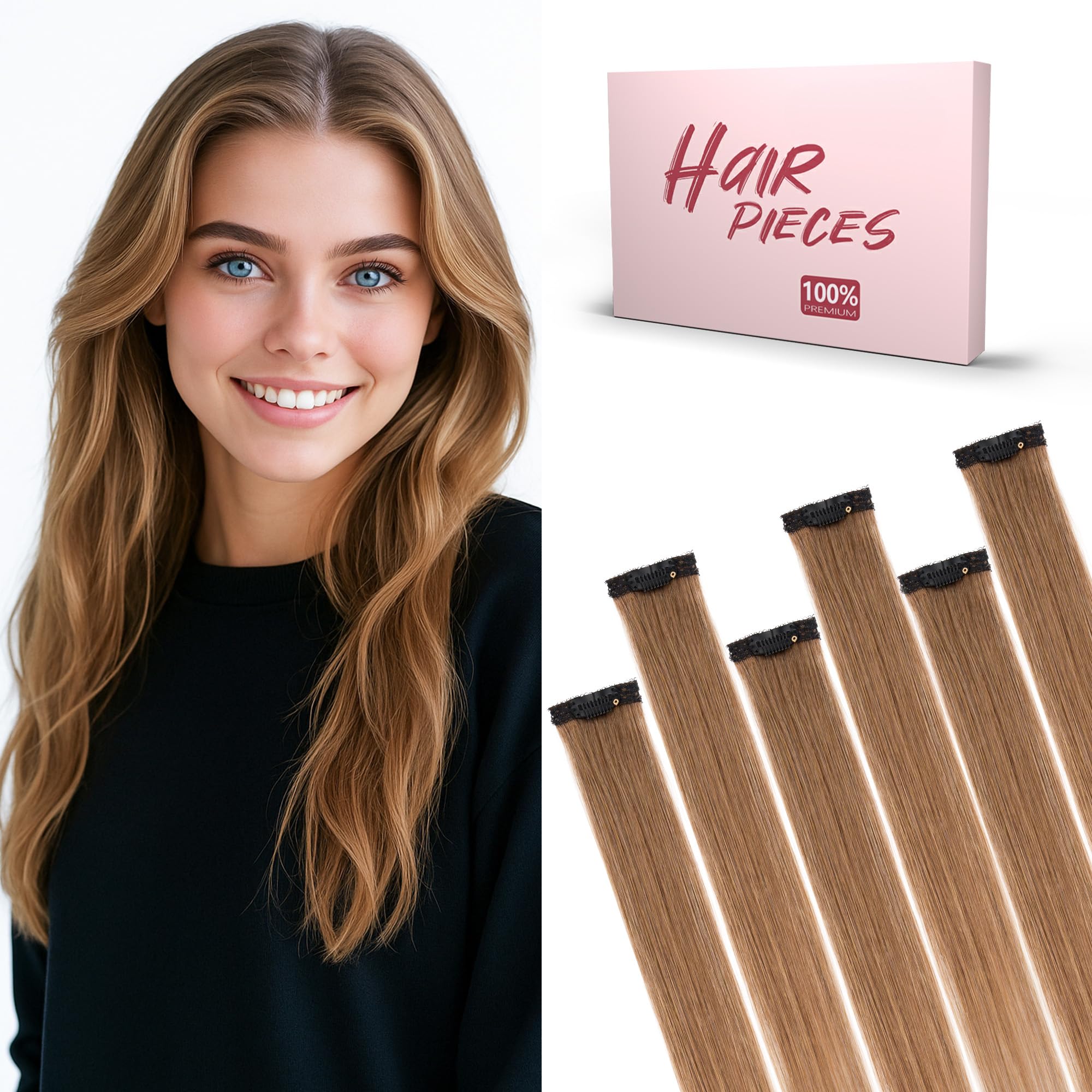 SEGO Single Clip In Hair Extensions Real Human Hair 6 Pcs Individual Clip Ins Remy Straight Soft Seamless Hairpieces for Women -18 Inch #06 Light