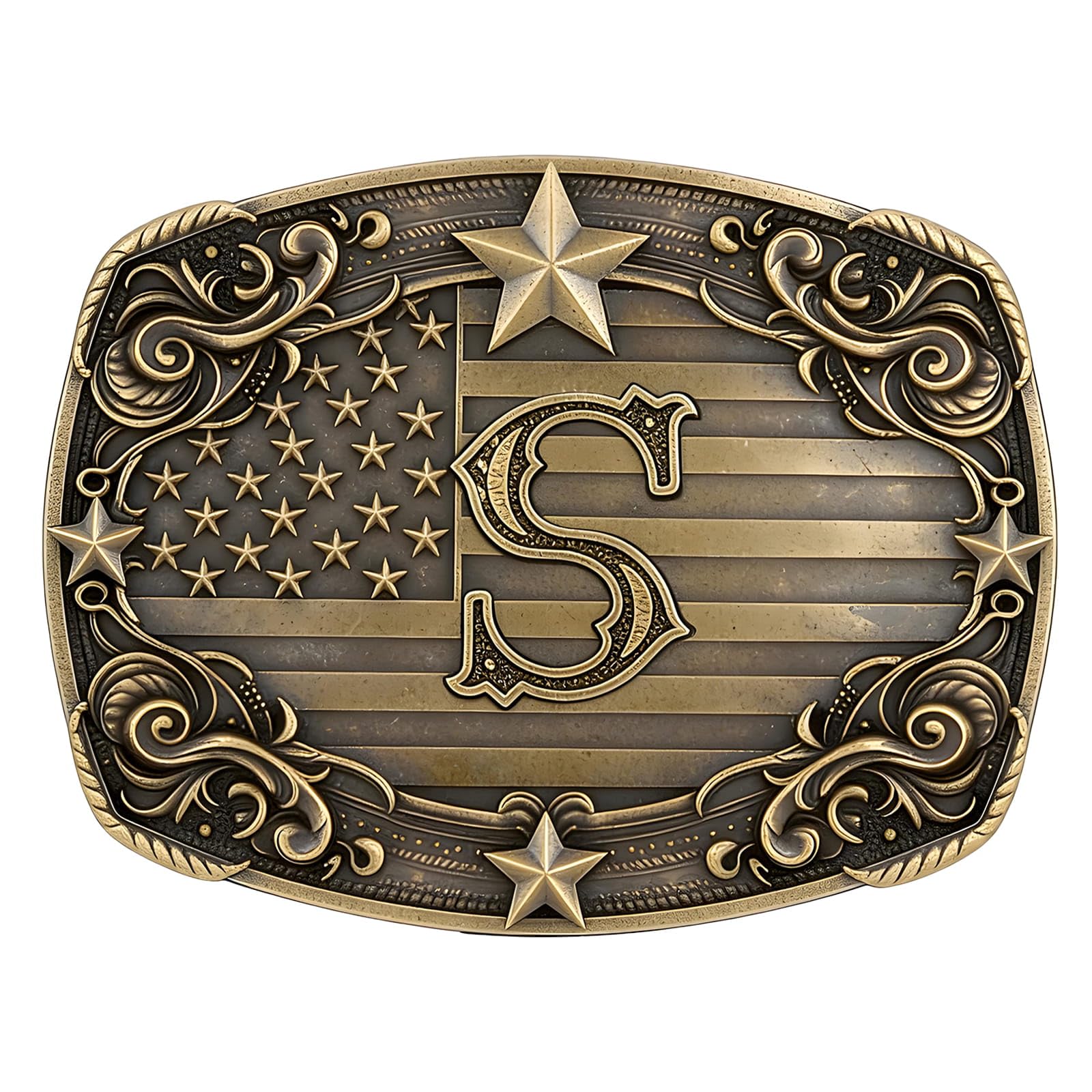 Western Cowboy Vintage Rodeo A-Z Initial Letter Belt Buckle Men