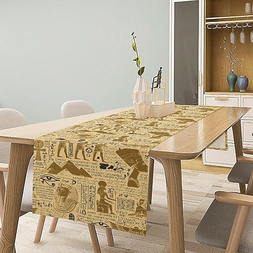 Miniatura 3 de Camino de mesa egipcio, diseño retro de grafiti con elementos egipcios para el hogar, cocina, decoración de mesa de comedor, cafetería, decoración