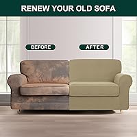 Vista 212 de CHUN YI - Funda elástica para sofá (7 piezas), funda para sofá de 3 plazas con tres respaldos y cojines separados con banda elástica, tela jacquard