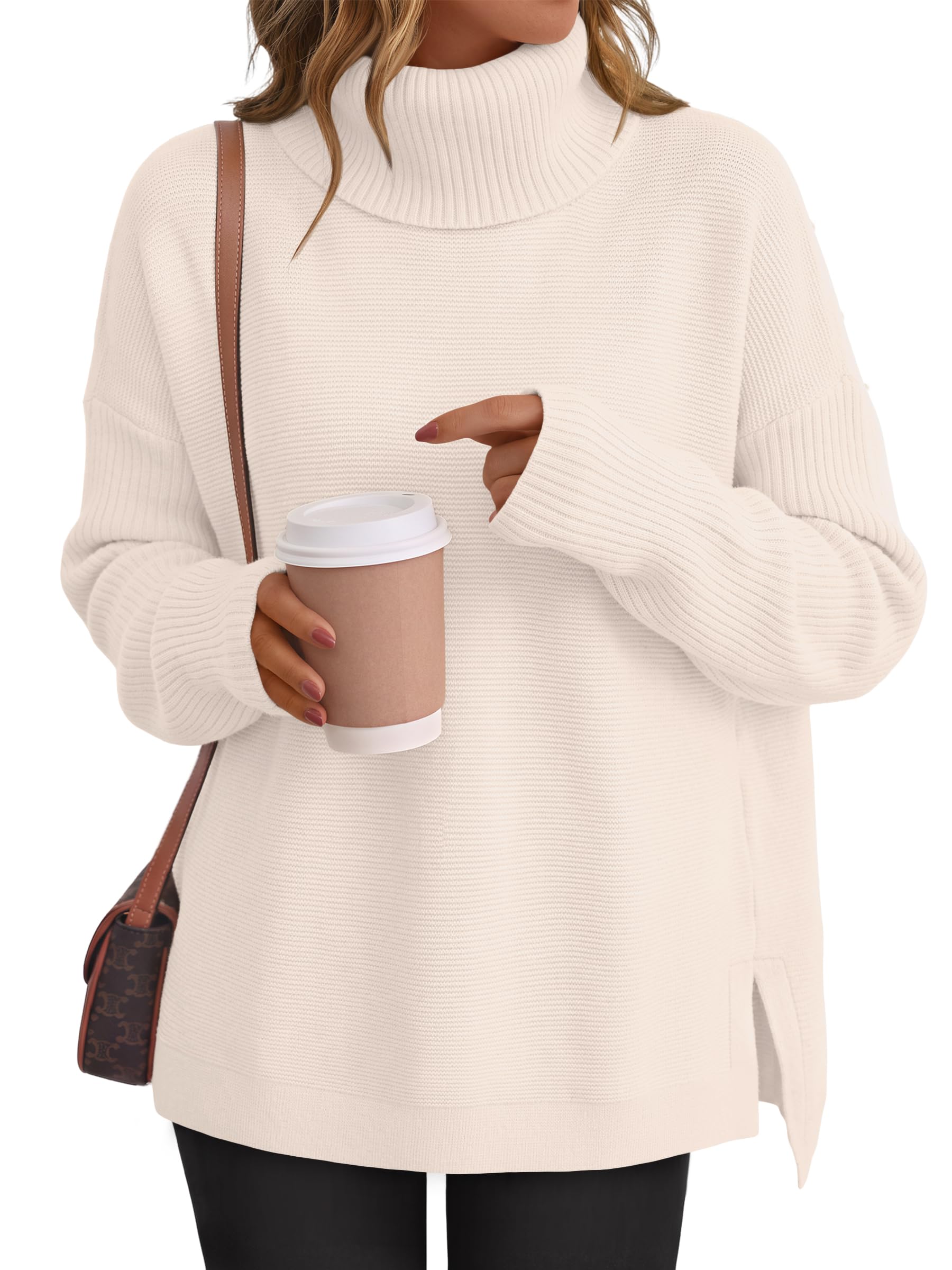 LILLUSORY Womens Turtleneck Oversized Sweaters 2026 Fall Fashion Outfits | Batwing Sleeve, Poncho Cowl Neck, Cozy Knit, Long Pullover, Cute Winter Clothing, Old Money Clothes, Ladies Trendy Tunic