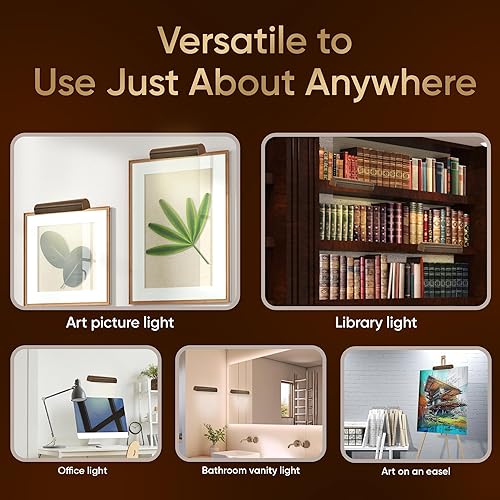 Miniatura 3 de Concepdesigns - Luz de imagen, funciona con pilas, luces de imagen inalámbricas regulables para pared, luz de arte, luz de biblioteca, funciona con