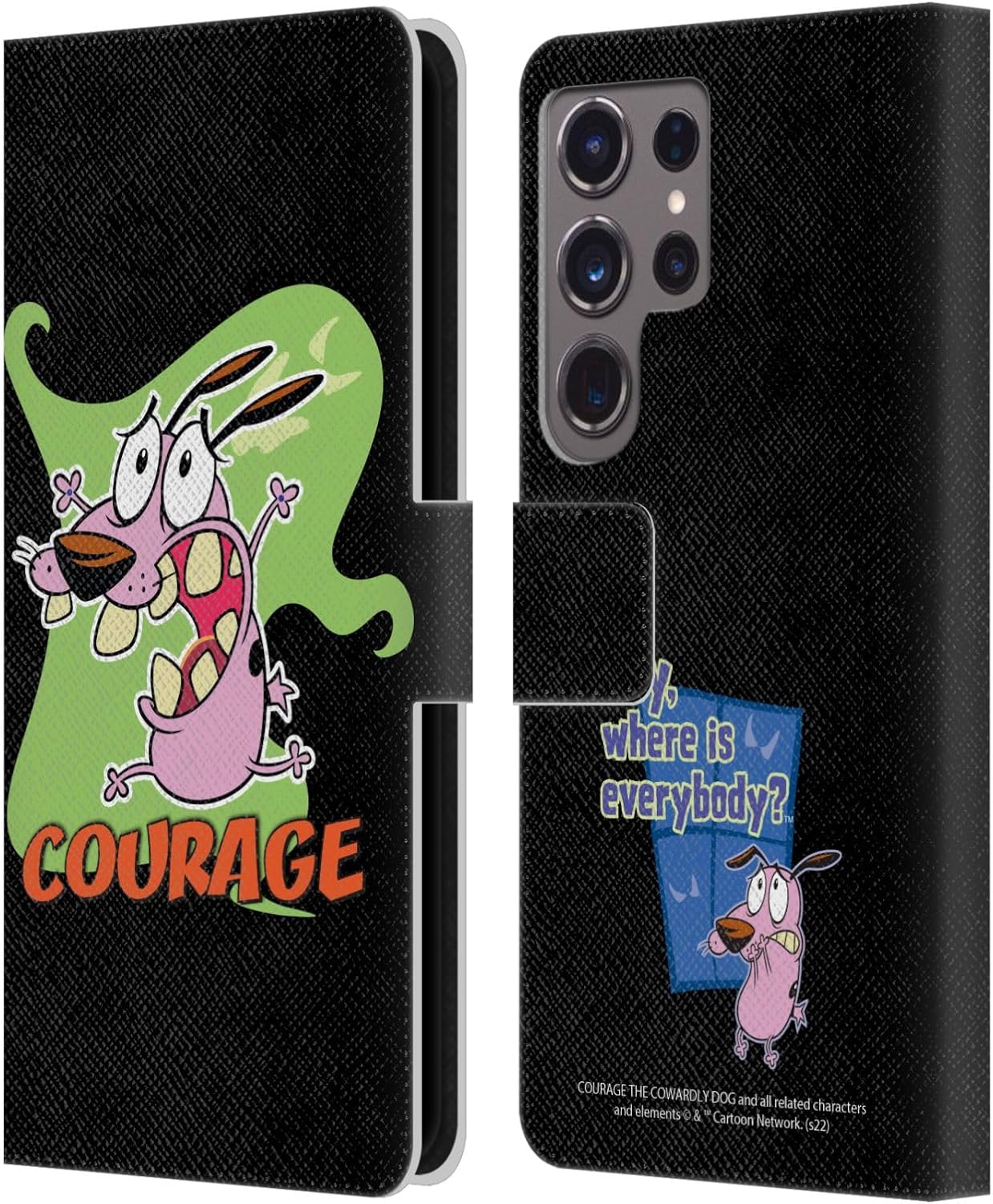 Head Case Designs Officially Licensed Courage The Cowardly Dog Character Art Graphics Leather Wallet Case Compatible with Samsung Galaxy S24 Ultra 5G