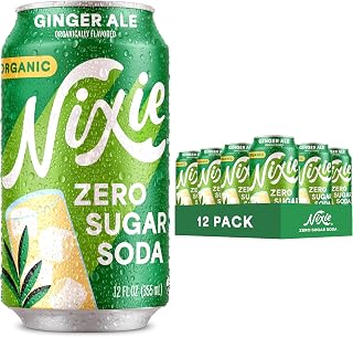 Nixie Organic Zero Sugar Soda, Ginger Ale, 0 Sugar, 0 Calories, Healthy Soda Pop, Non-GMO, Caffeine Free, 12oz Cans (12 Pack)