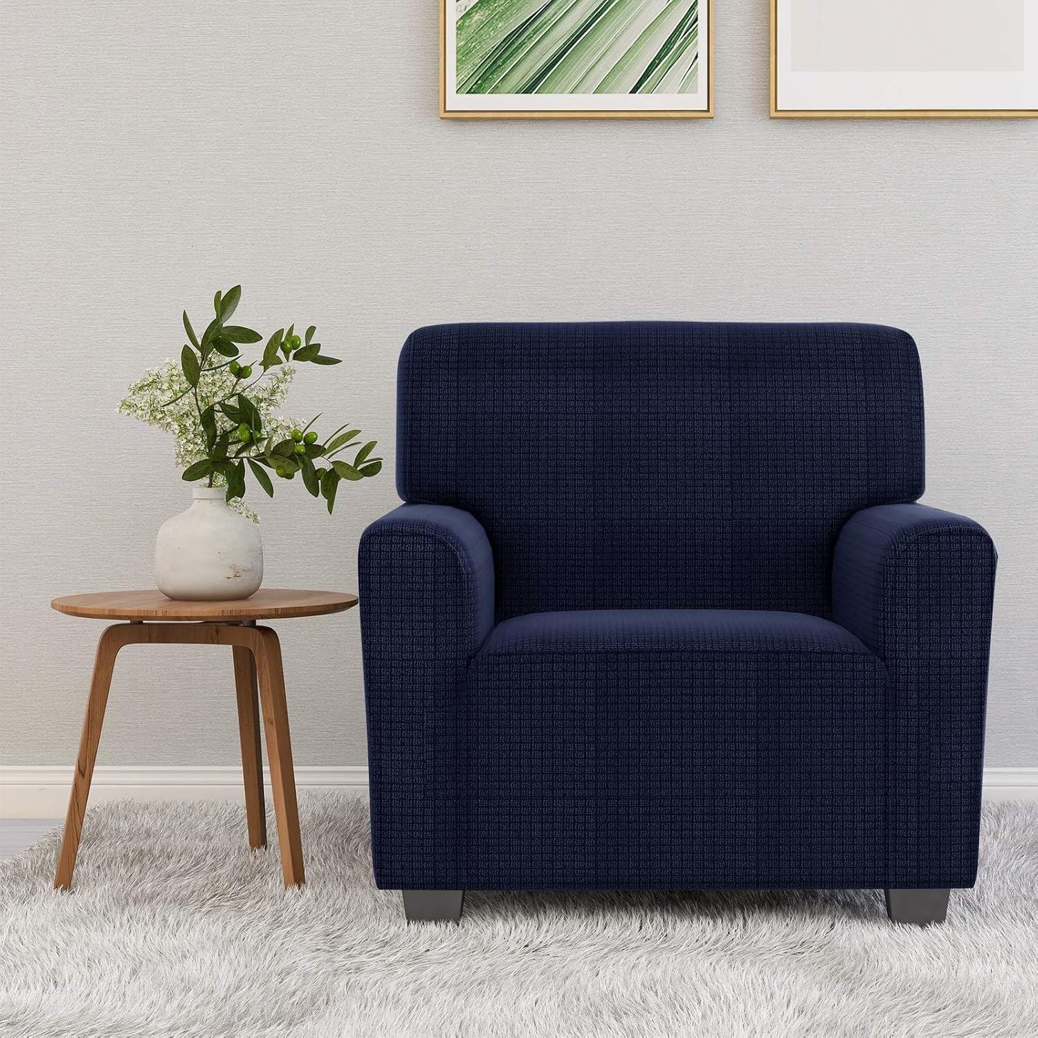 znsayotx chair slipcovers with arms for living room high stretchy spandex pet friendly armchair furniture protection covers (navy, small) small navy blue