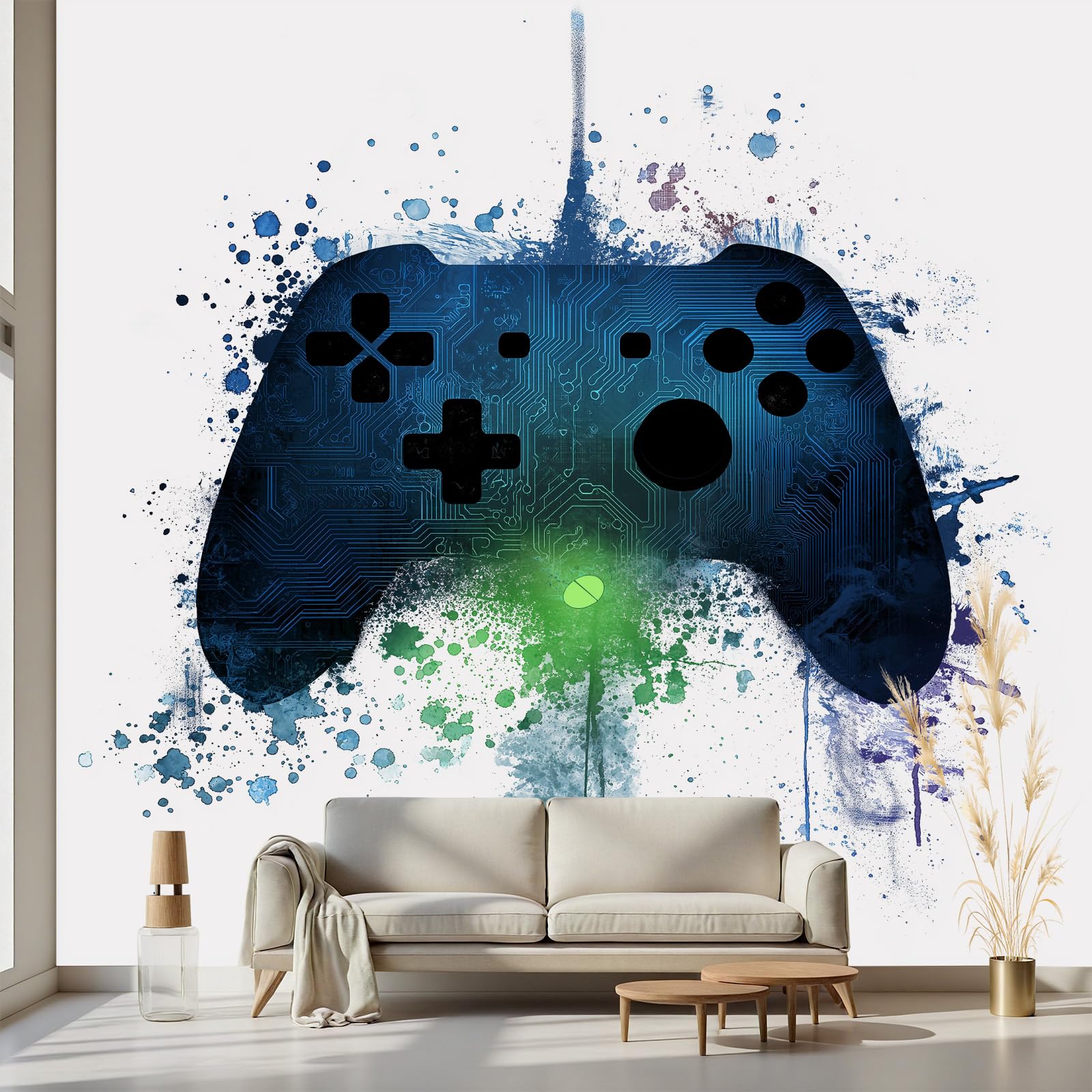 Papier peint intissé manette de jeu panoramique pour salon et salle de jeux 400x280cm