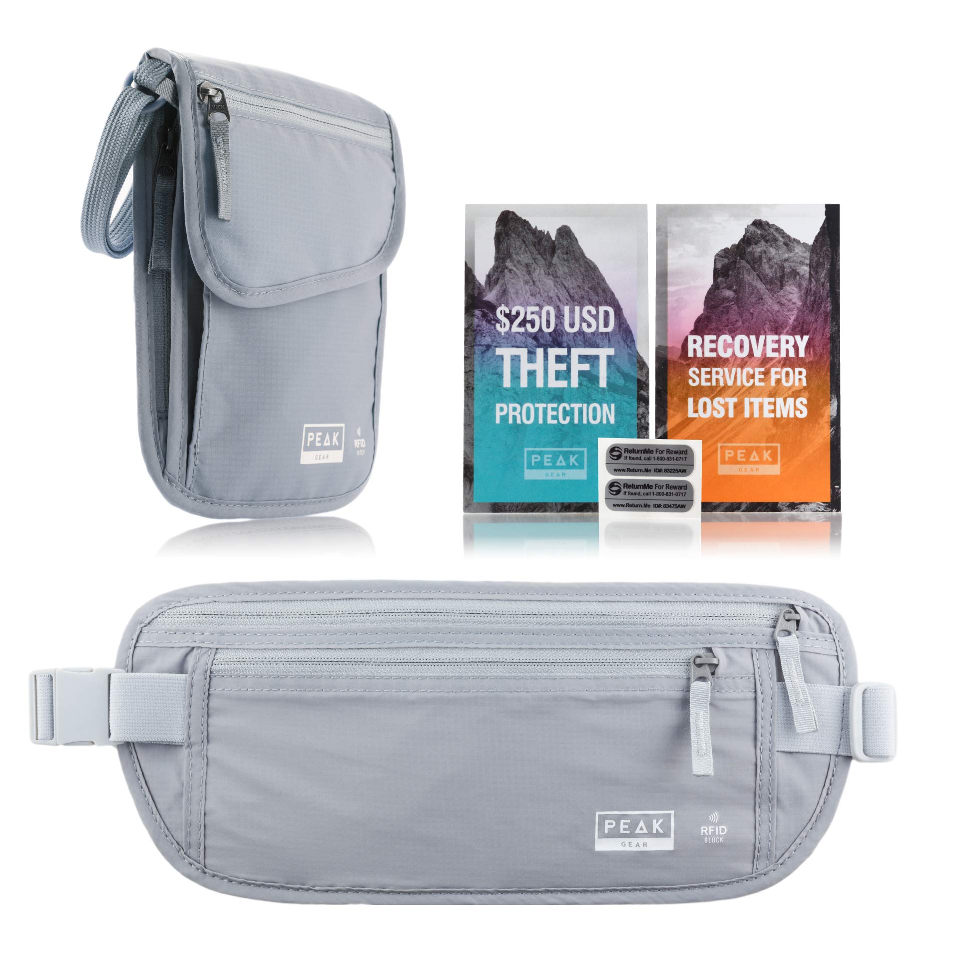 Peak Gear Geldgürtel-Familie nach Farbe und Größe, Grau, Bundle
