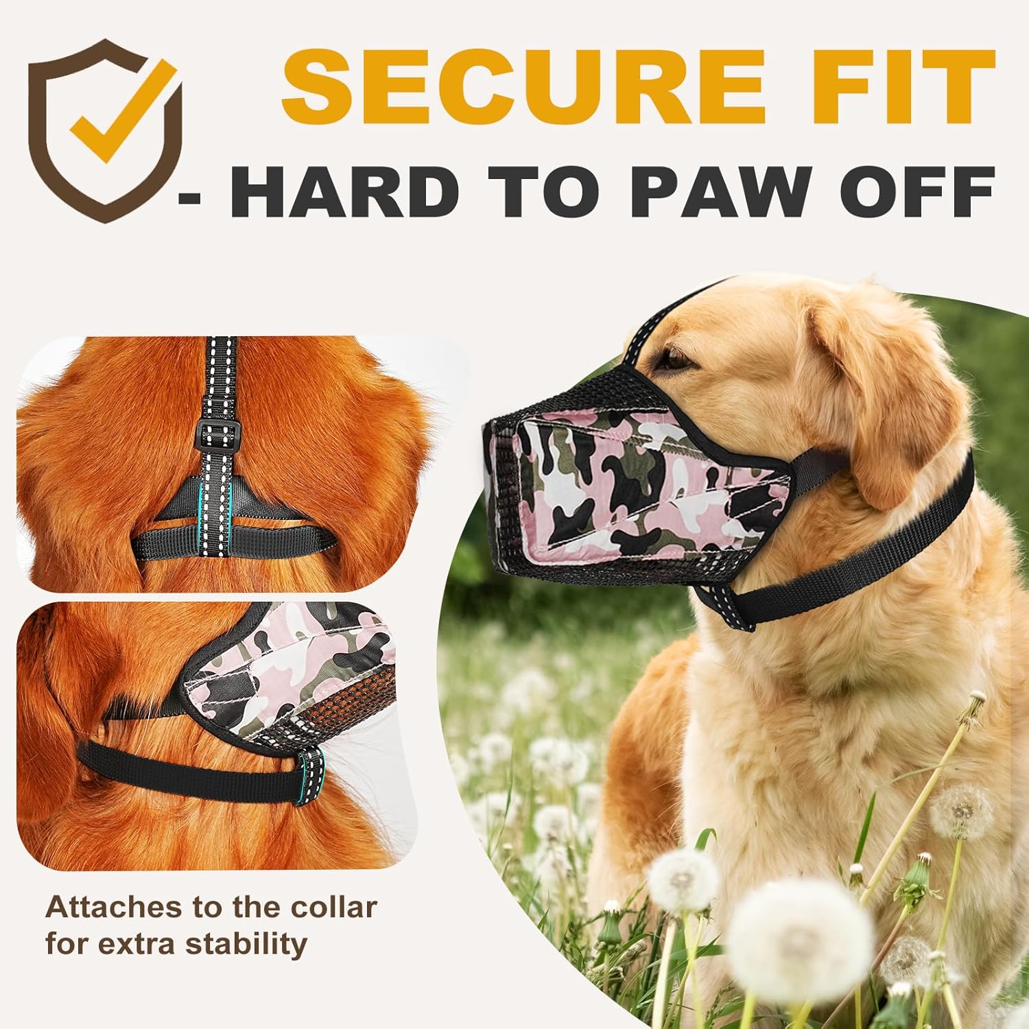 Mesh Dog Muzzle, Breathable Soft Dog Muzzle with Reflective Straps for Secure Fit, Prevents Biting, Chewing Scavenging – Adjustable for Small Medium Large Dogs,Pink,XL Pink XL(Snout Cir: 11.22)