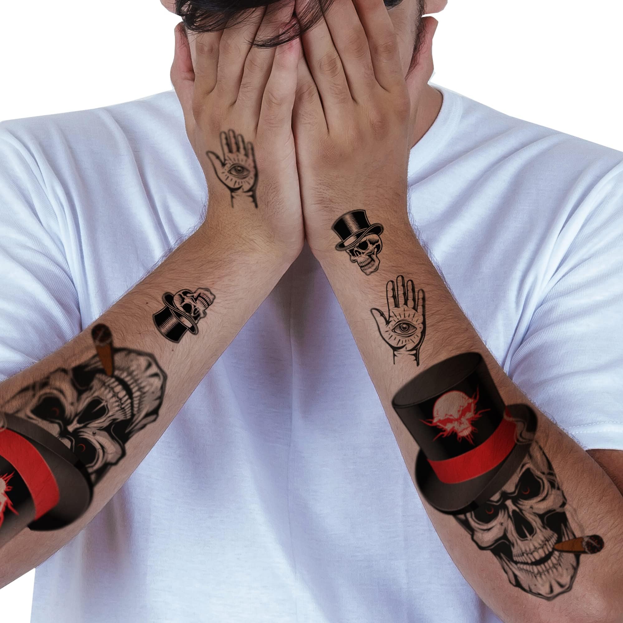 Supperb Temporary Tattoos - Halloween Temporary Tattoos Skull (Set of 2)
