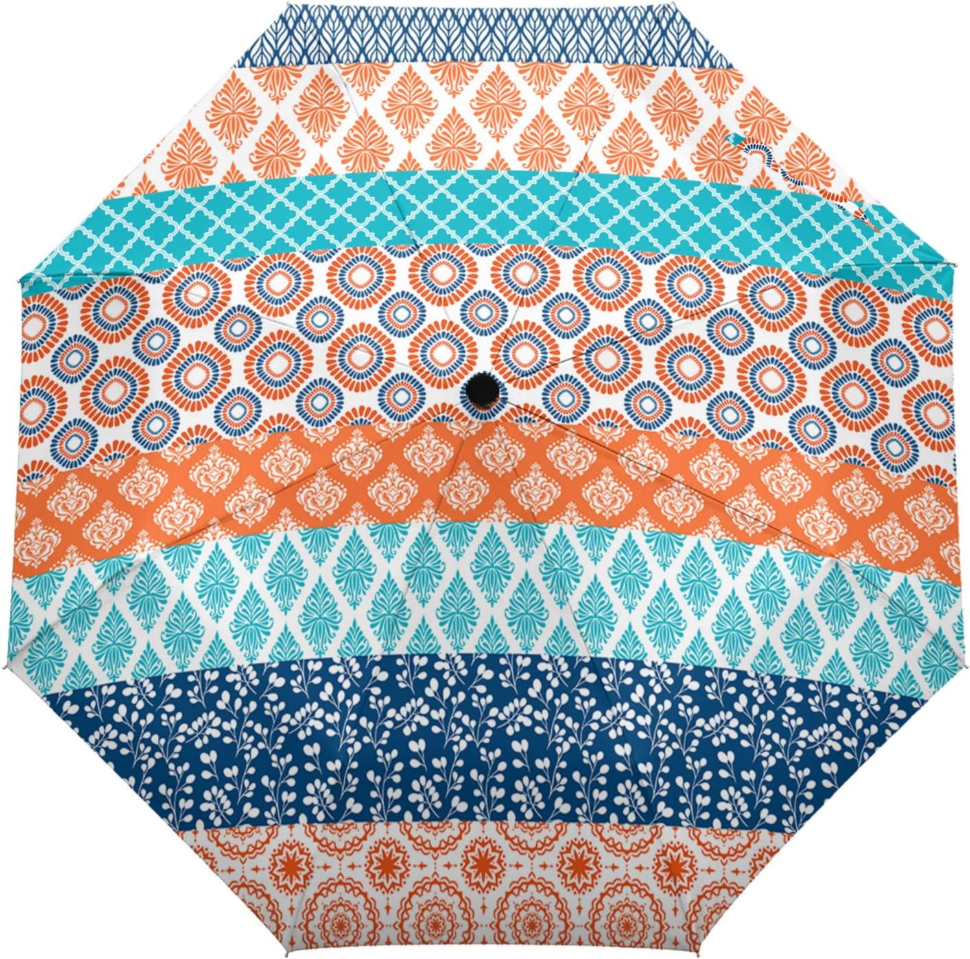 折りたたみ傘 超撥水 自動開閉 晴雨兼用 ボヘミア風 幾何柄 花柄 部族のエスニック スタイル オレンジ ブルー ターコイズ 日傘 