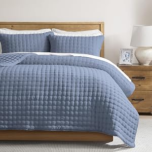 WDCOZY Cloud Soft Quilt Set, Twin Size, Dusty Blue, 2 Pieces 68x90 inches