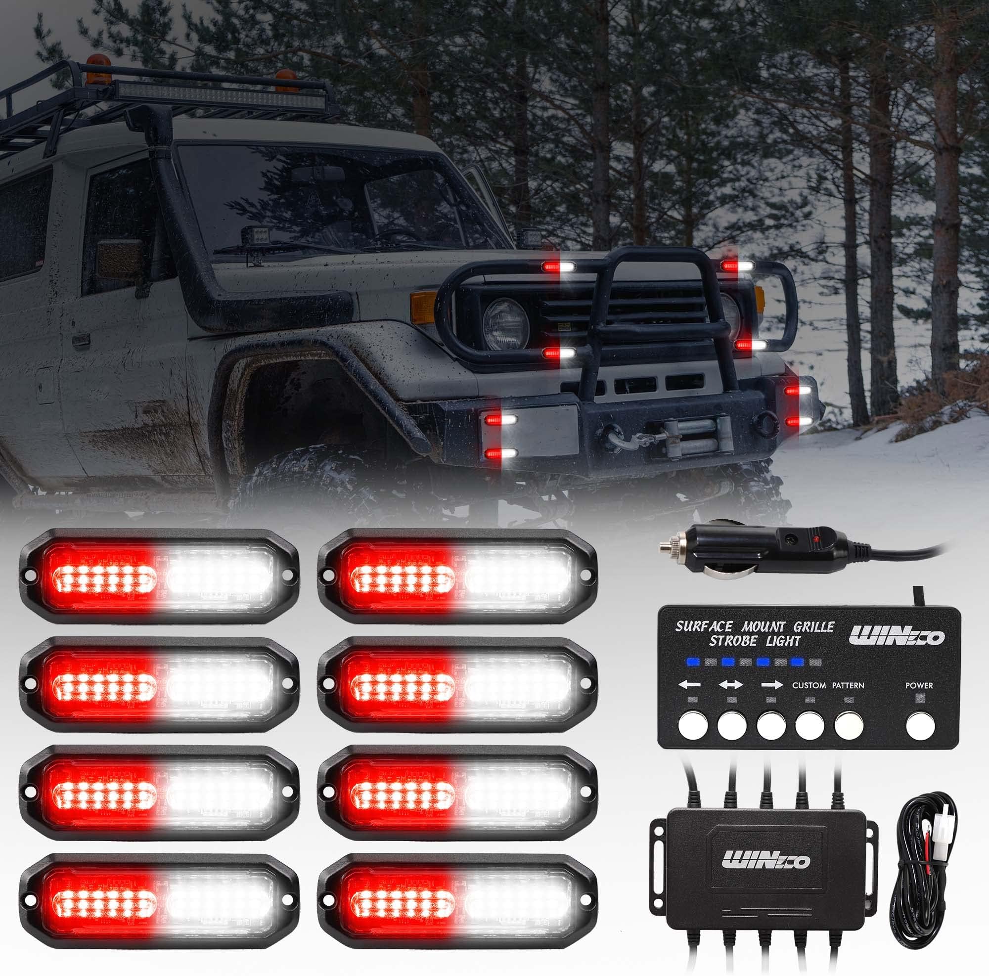 Amazon.com: WINECO Strobe lights for vehicles,12 LED Surface Mount ...