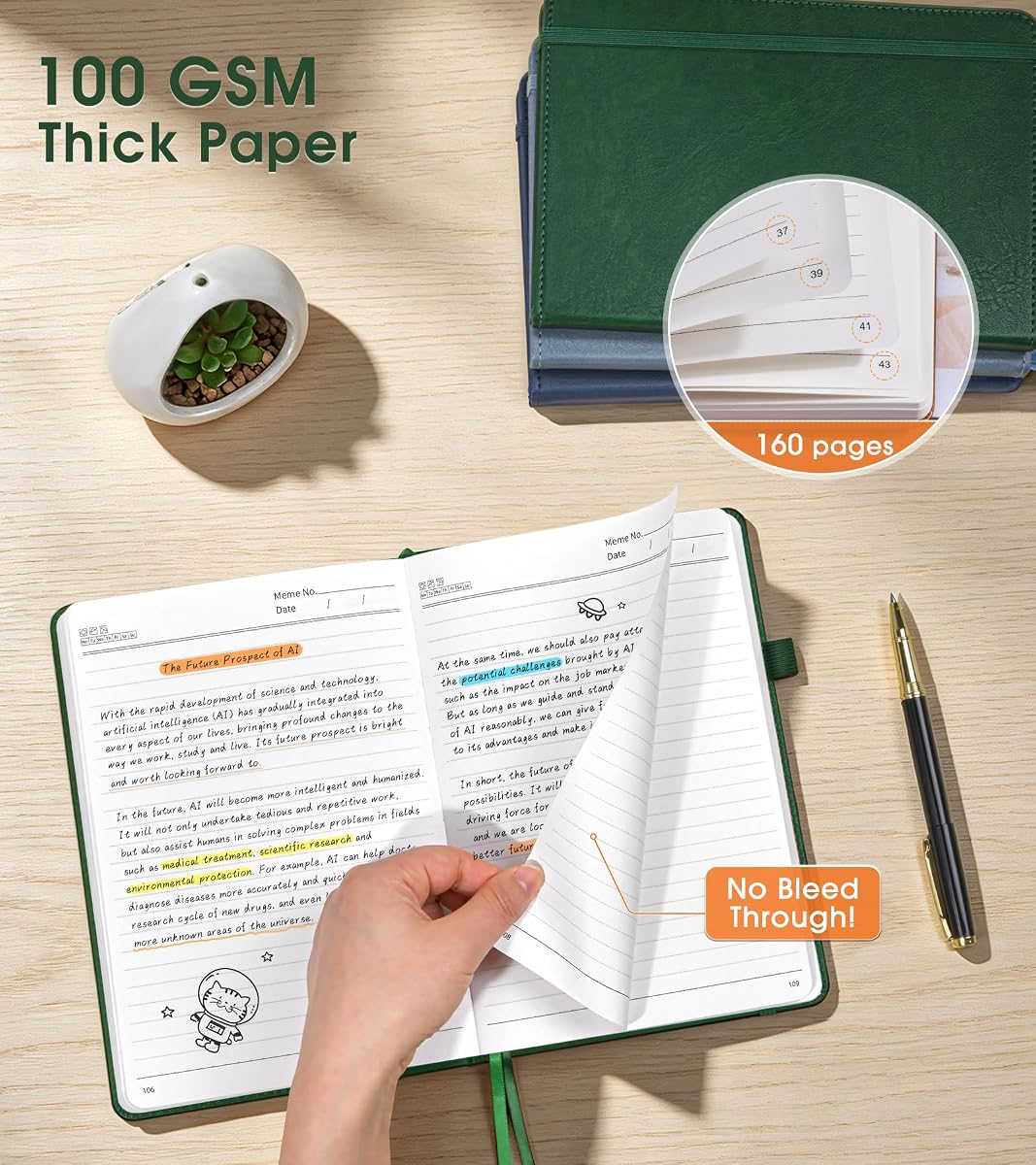 TARSHI Recycled Paper Notebooks A5 Classic Ruled Journal view 3