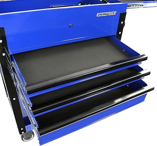 Miniatura 9 de OEMTOOLS 24730 Carrito de herramientas deslizante de 3 cajones, caja de herramientas rodante con fuente de alimentación, compartimento superior