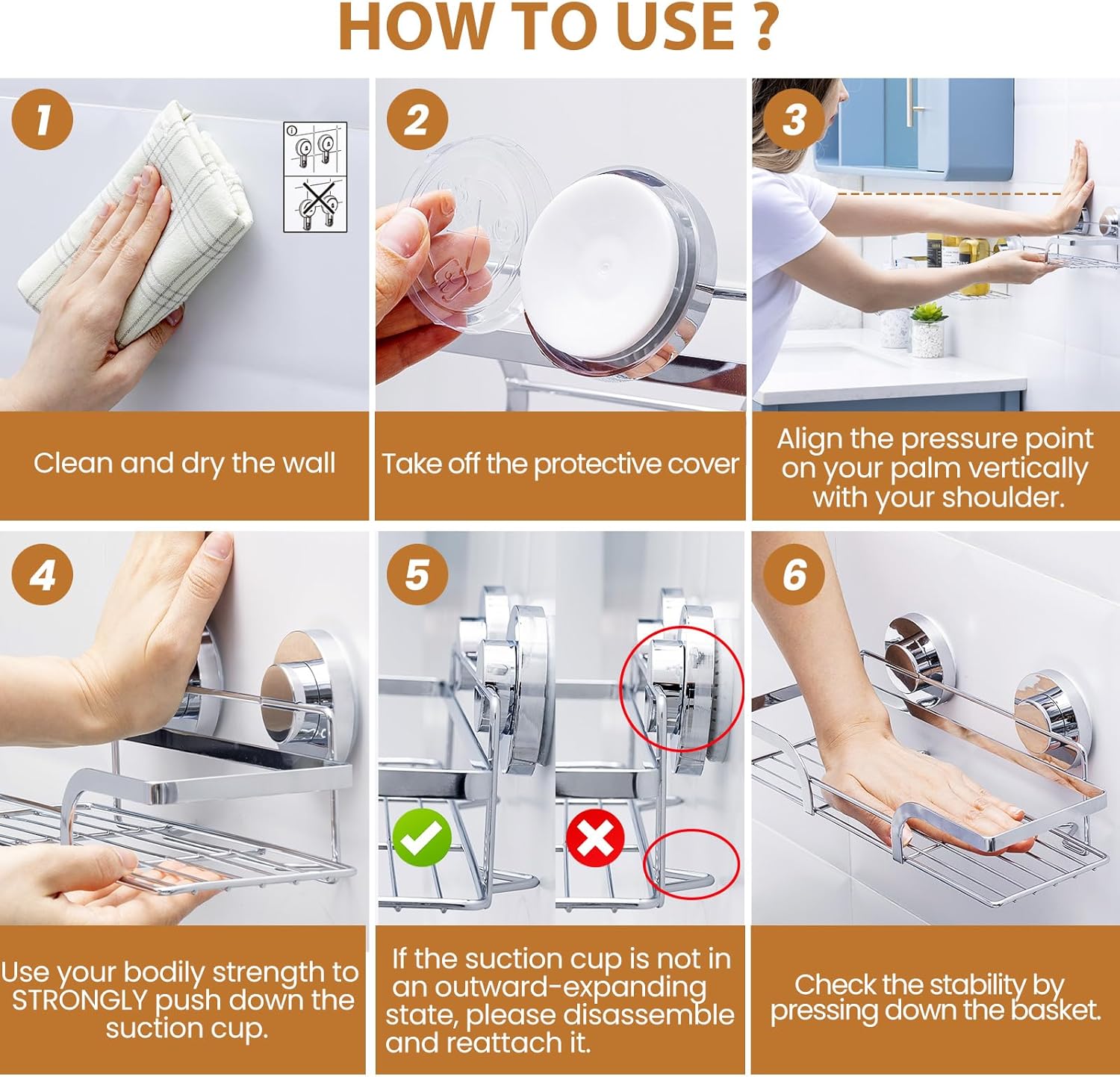 LEVERLOC 2 Pack Shower Caddy Suction Cup, Shower Shelves for Inside, Rustproof Metal Bathroom Storage NO-Drilling Bath Organizer with Large Capacity,Heavy Duty Storage Basket,Home Decor,Silver