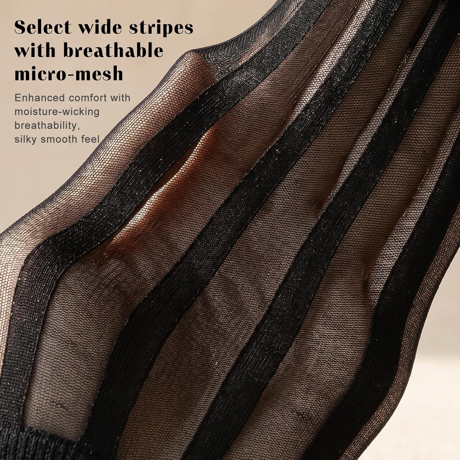 2 Pairs Mens Silk Sheer Socks, Men Casual Business Dress Socks Striped Sheer Nylon Stockings Mens Dress Sock Formal Suit See(Black,)