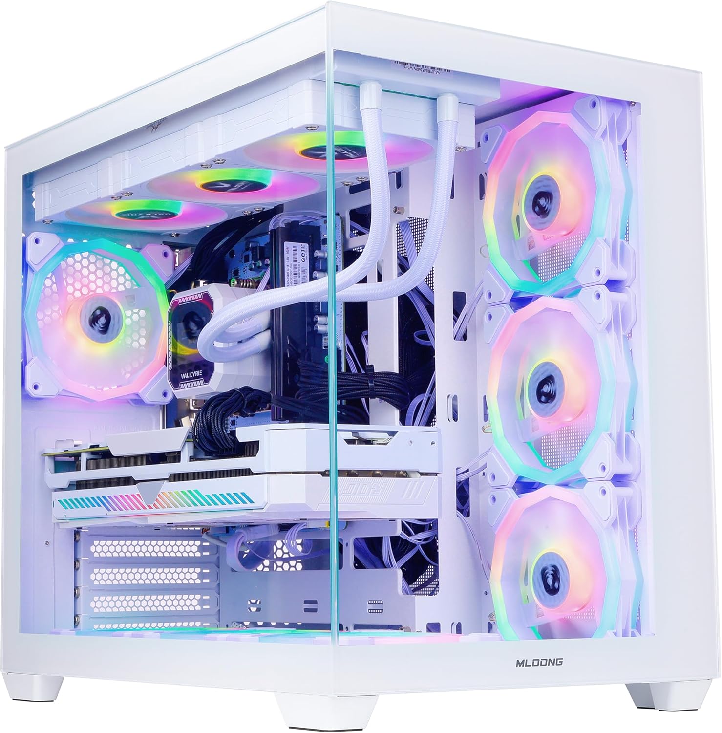 MLOONG Gaming PC i9-14900KF (24 Cores, 6.0GHz), RTX 5080 16GB GDDR7, 64GB DDR5 RAM (6000MHz), 2TB Gen4 NVMe SSD, 360mm AIO Cooler, Win11 Home, 850W PSU, WiFi White