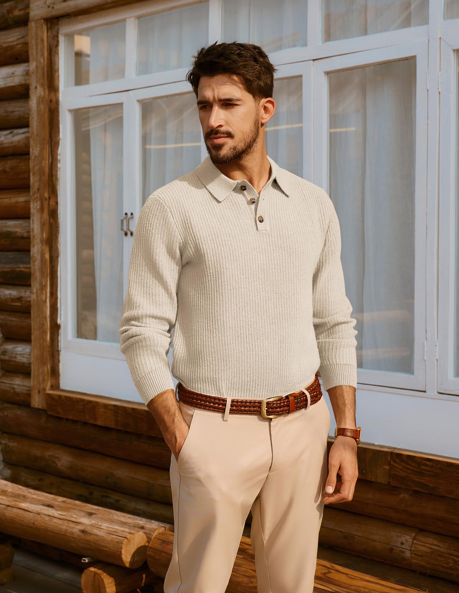 PJ PAUL JONES Maglione da uomo polo lavorato a maglia Golf Pullover Maglione