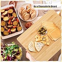 Vista 6 de Lounsweer 6 tablas de cortar gruesas de bambú a granel, tabla de cortar de madera para servir tablas de charcutería para grabado láser, día