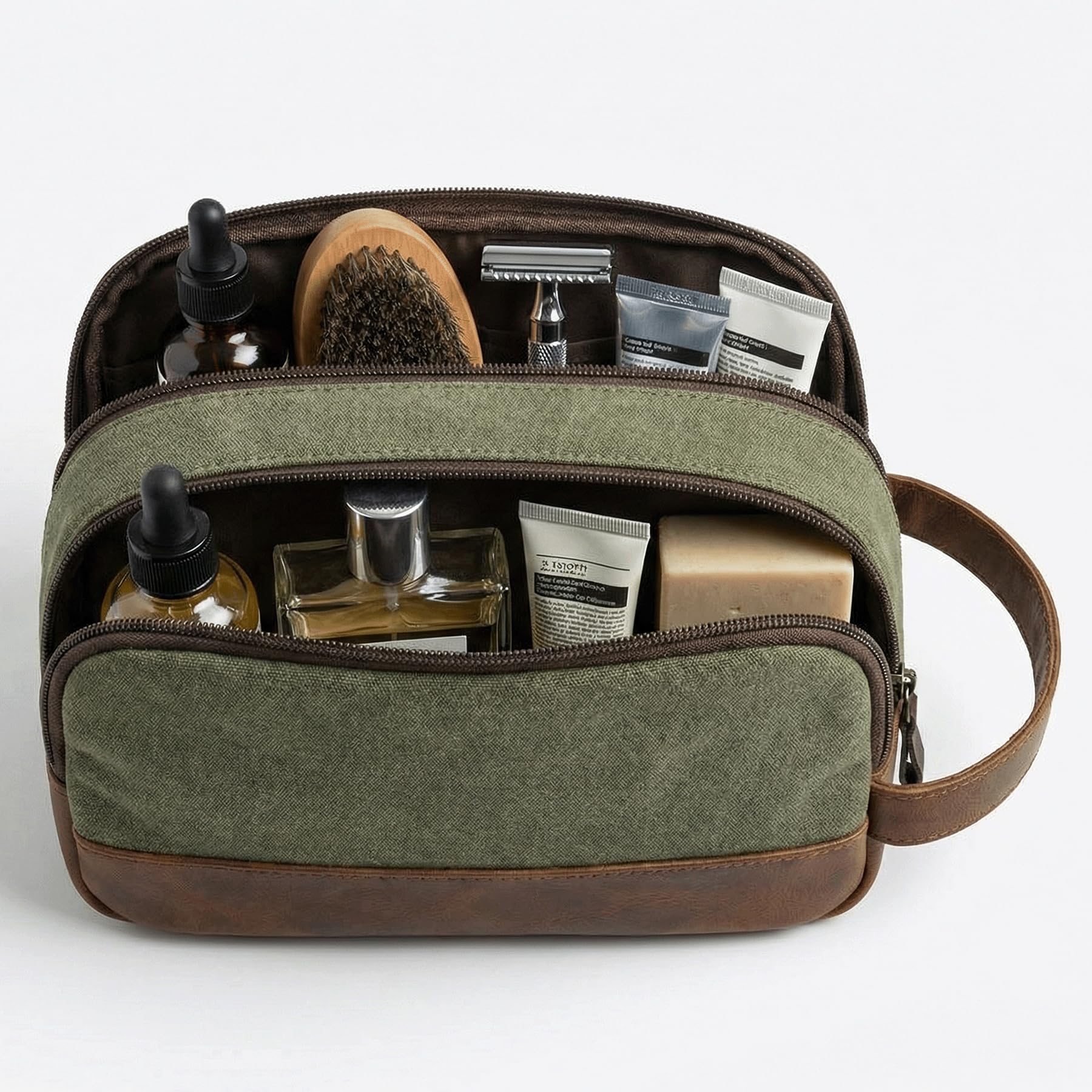 SID & VAIN® borsa toiletry vera pelle BEAU borsetta necessaire Toilette pochette beauty case da Viaggio uomo donna verde prodotto artigianale