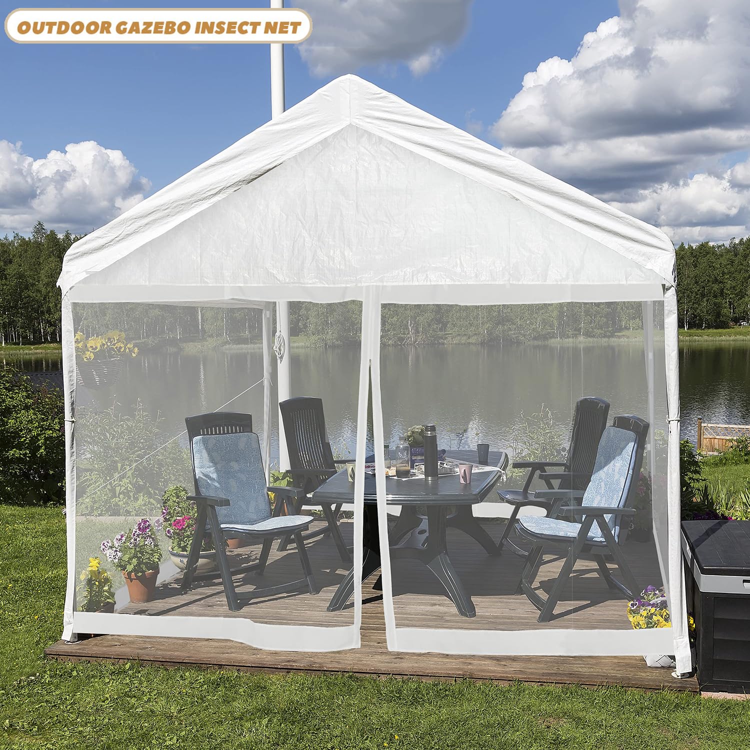 Moustiquaire de Remplacement pour Gazebo,3 x 3m