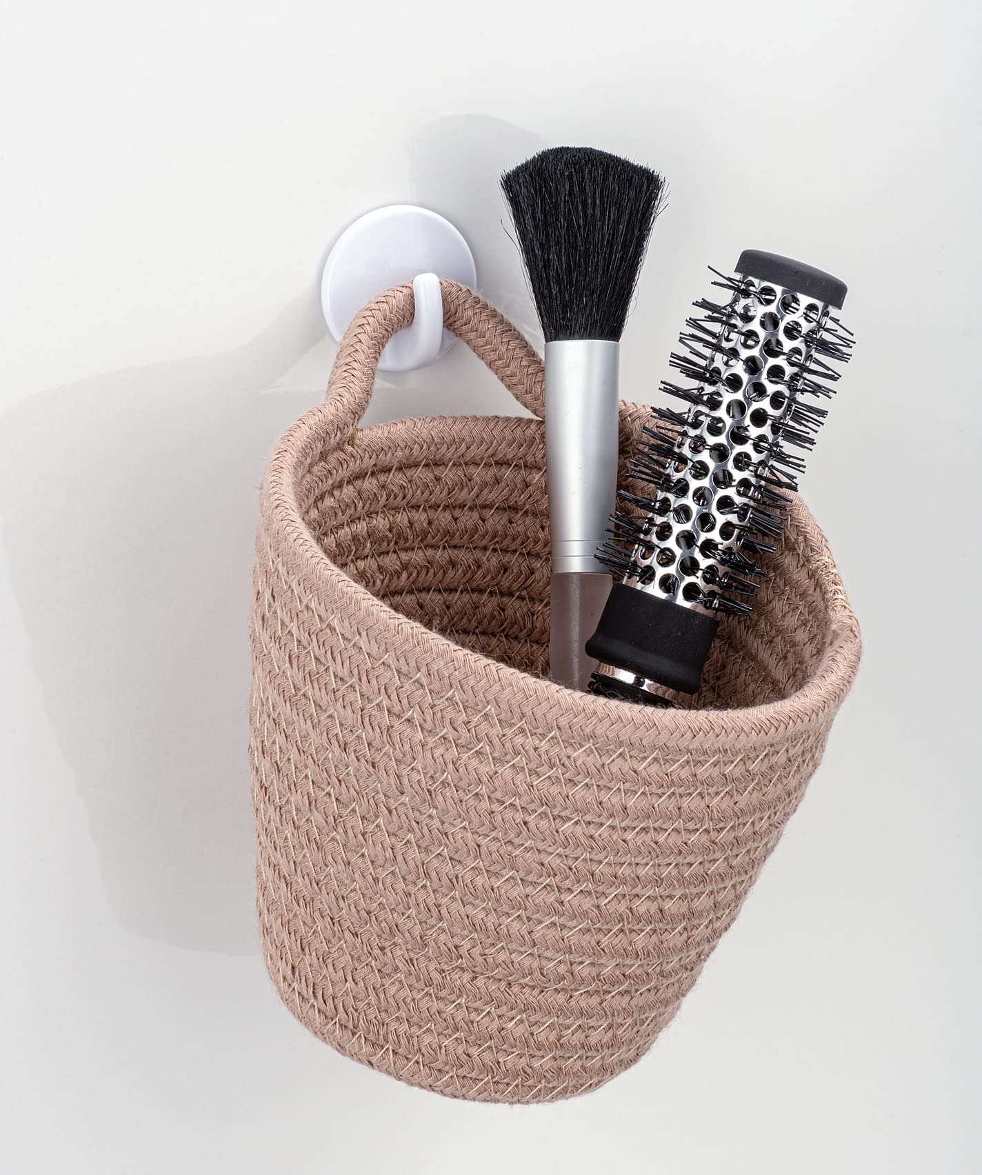 WENKO Soria Modern Storage Basket for Bathrooms, Guest Toilet and Home, 12.5 x 12 x 14.5 cm, Sand