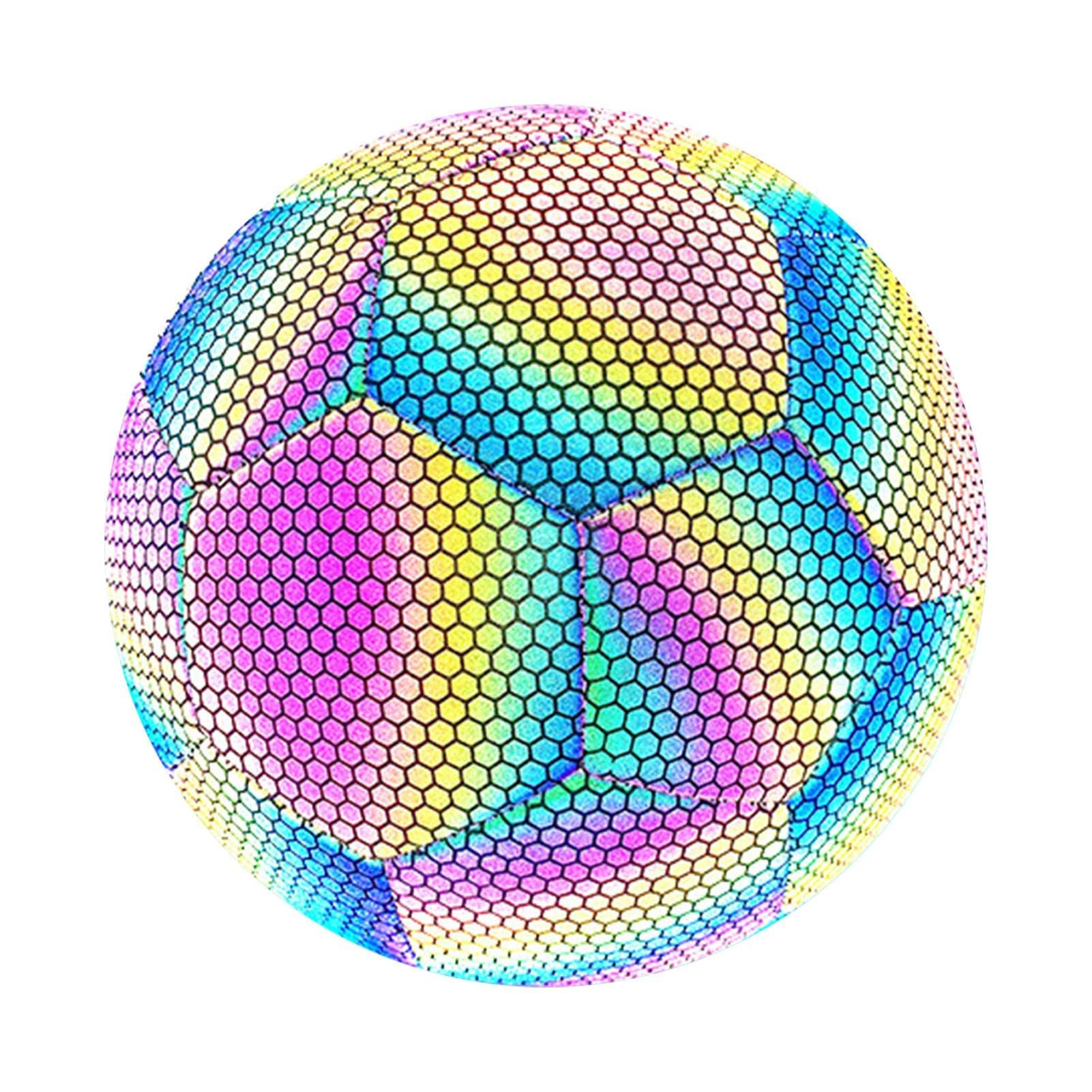 DELFINO Reflective Soccer Ball, Holographic Light-Emitting Soccer Ball Flashing Reflective Dark Toys Football for Night Games and Training Glowing Ball Lightweight Toy Gift for Boys, Children, and Men