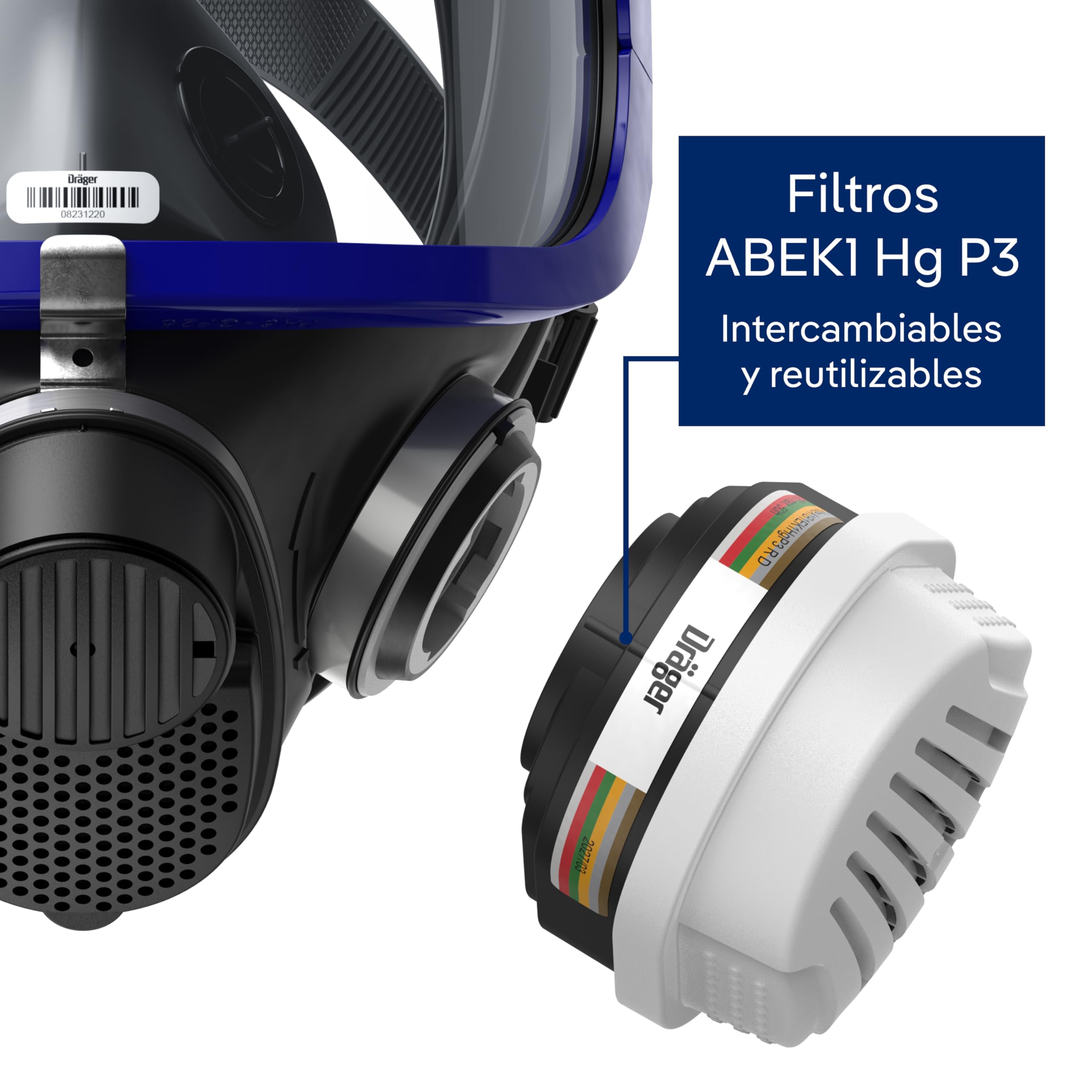 Dräger X-plore 5500 Máscara Completa con filtros remplazables A1B1E1K1 HG | P3 R D contra Gases - vapores y partículas