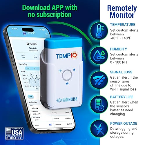 Miniatura 3 de TEMPIQ - Sensor remoto de temperatura y humedad WiFi  Integración de aplicaciones, alertas, ayuda a monitorear el segundo hogar, AirBnb, RV,