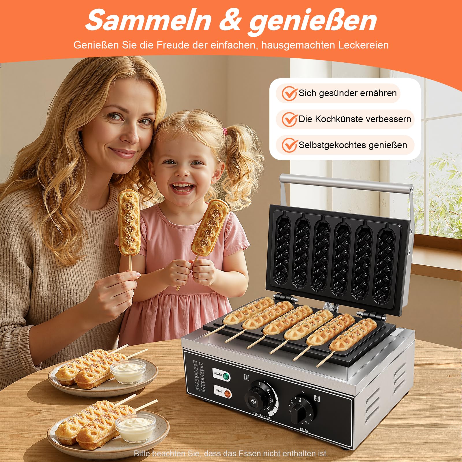 Macchina per hot dog, 1500 W, 50-300 °C, con 6 stampi per