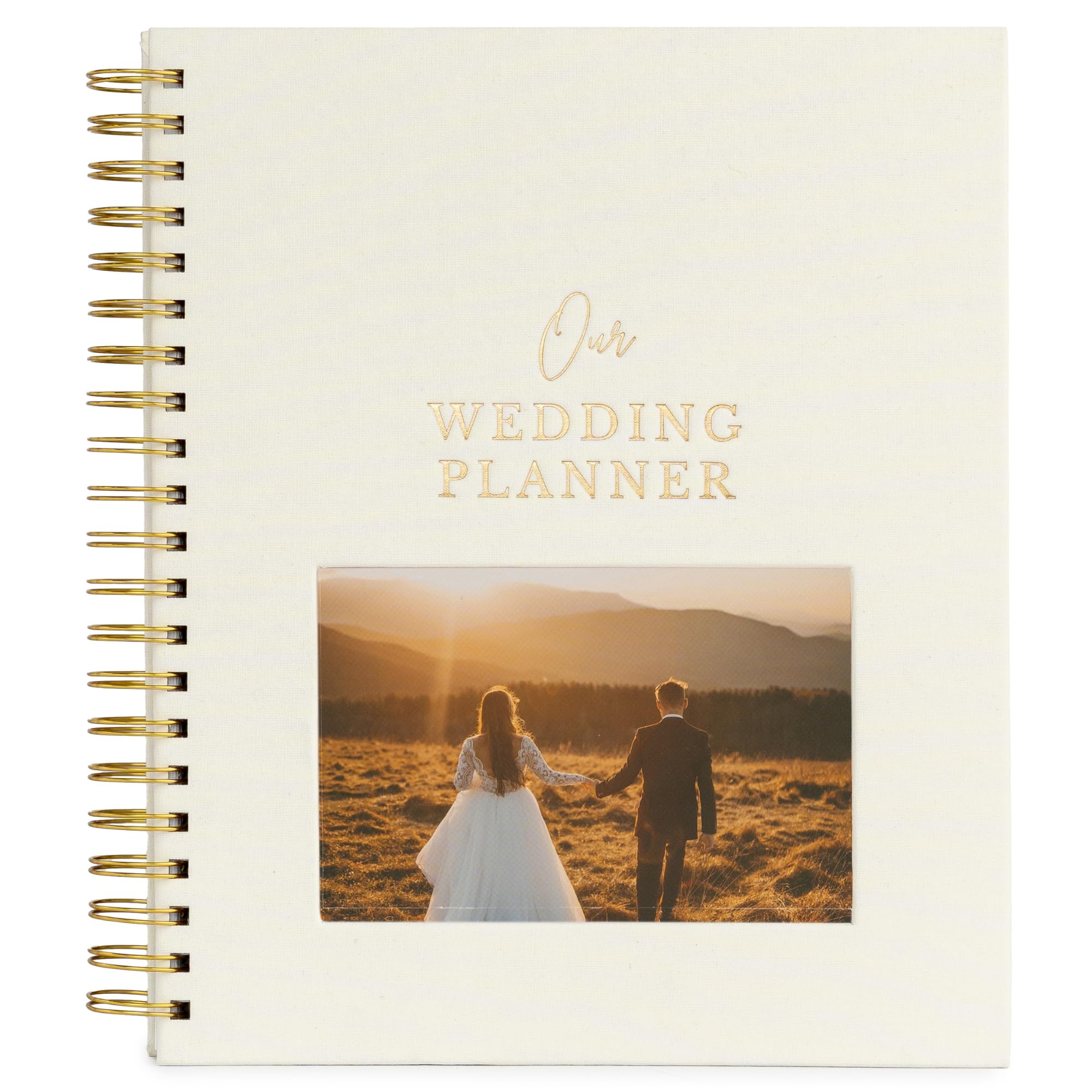 Photo 1 of Timeless Premium Linen Wedding Planner Book and Organizer – Wedding Planning Book, Comprehensive Keepsake & Countdown Binder, Perfect Engagement Gift for Women, Customizable Front Photo Window (Cream)