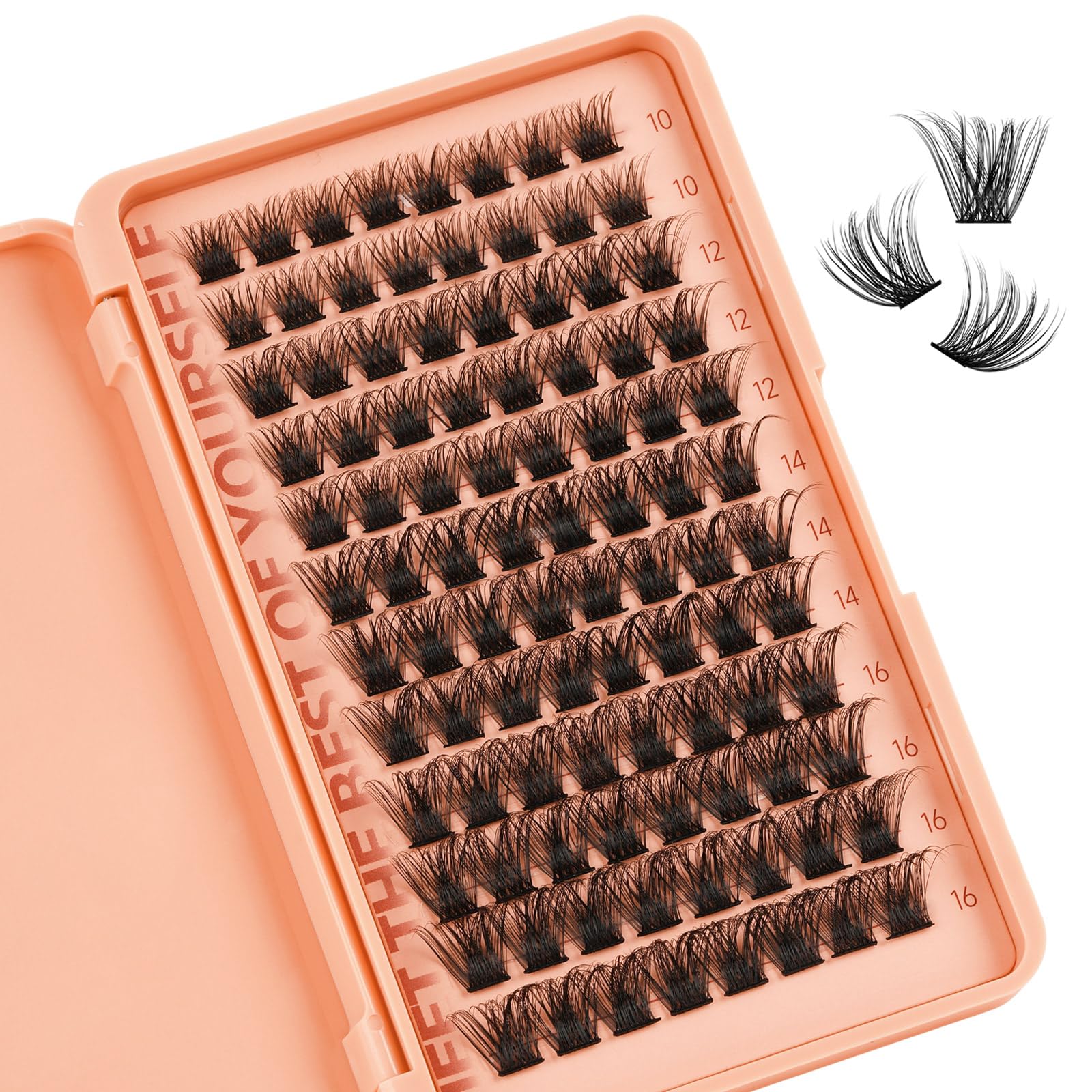 Higu claceLash Clusters 96PCS, D Curl Eyelash Clusters 10-16mm, Mega Volume Cluster Lashes, Super Fluffy Individual Lashes, With Reusable Case DIY Lash Extensions At Home (Mega Volume D-Mix10-16mm)