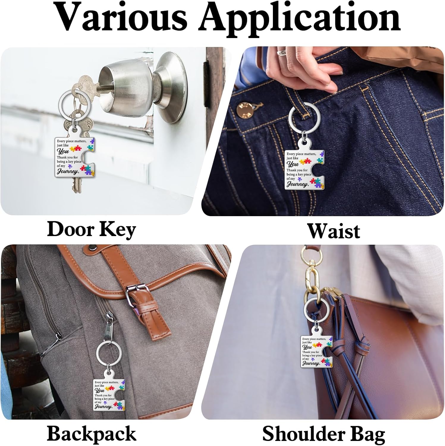 Thank You Appreciation Gifts for Coworkers Employee Staff Teachers Nurse Volunteer Teens, Friendship Gifts for Best Friends, Every Piece Matters Metal Puzzle Piece Keychains - Image 6