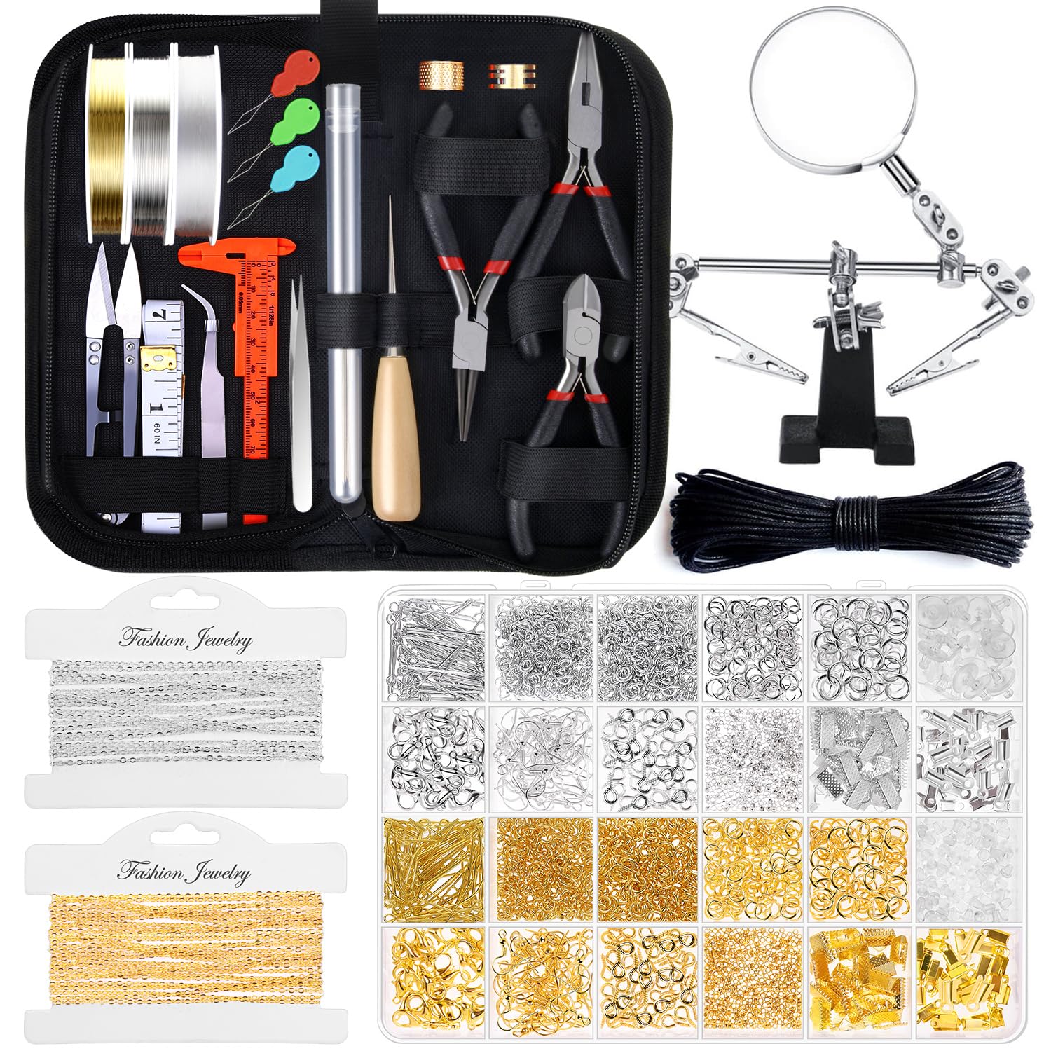 shynek - Kit per la creazione di gioielli per adulti, kit di forniture per la creazione di gioielli con strumenti, ciondoli per orecchini, fili per gioielli, risultati di gioielli e mani per la