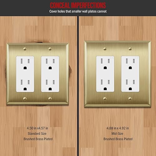 Miniatura 10 de ENERLITES Placa decorativa de pared metálica para receptáculo o interruptor, acero inoxidable 201, resistente a la corrosión, tamaño de 2 segmentos