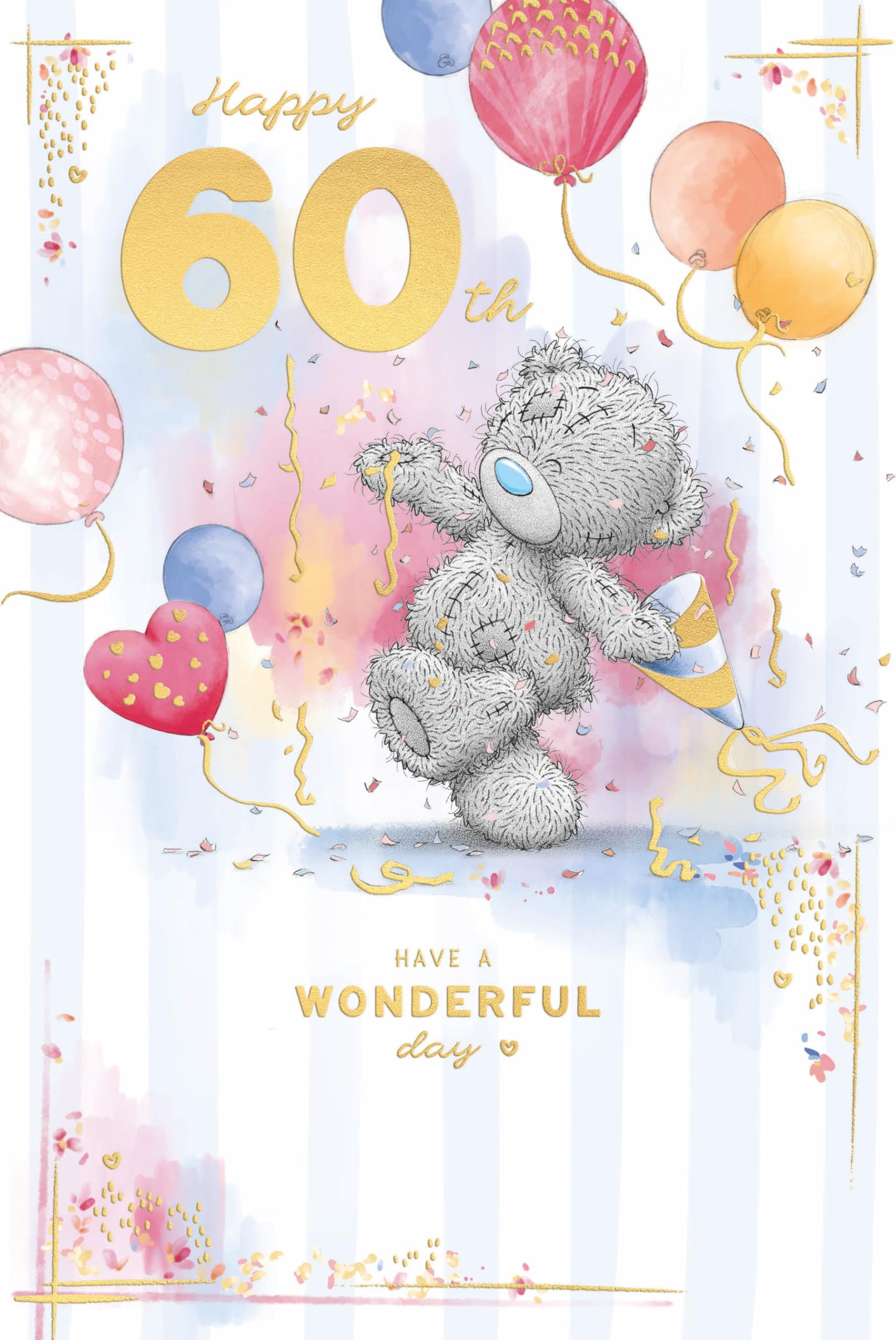 Me To You Tatty Teddy 60 Today Luxury Gold Embellished Birthday Card, 6 X 9 Inches - Official Collection