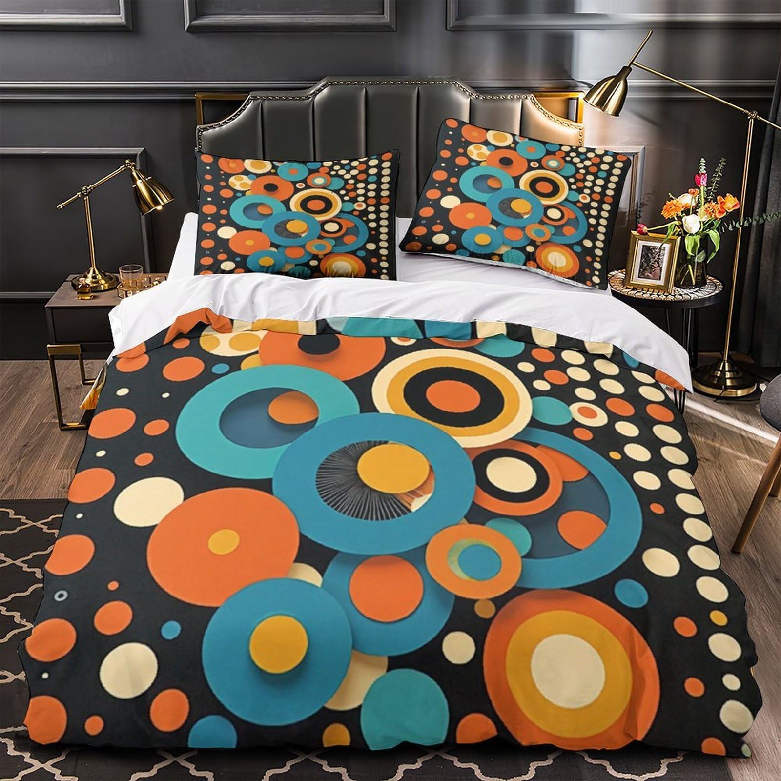 Housse de couette hypoallergénique art aborigène 3D en microfibre respirante pour enfants