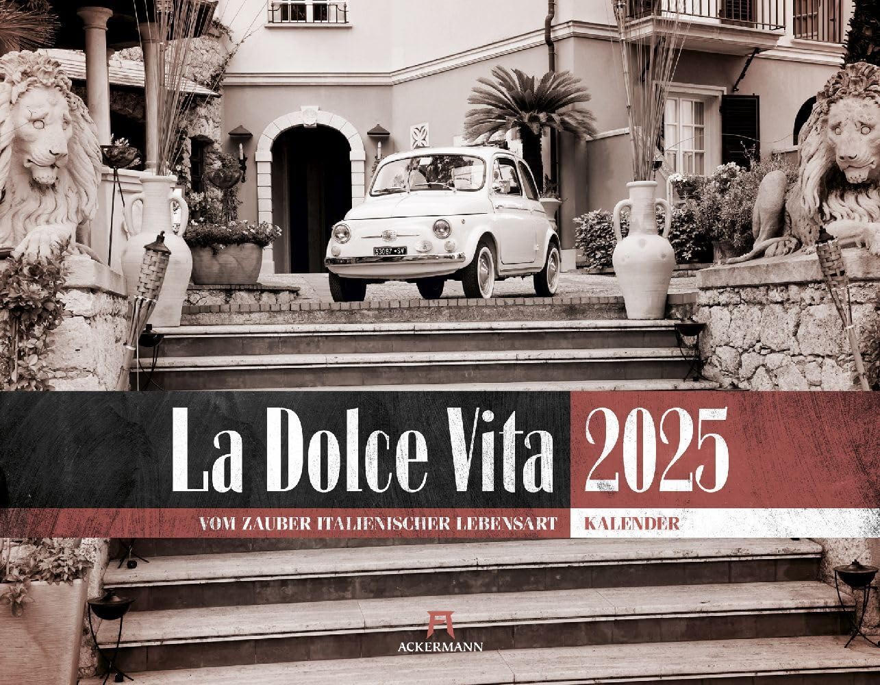 La Dolce Vita - Italienische Lebensart Kalender 2025, Wandkalender in Schwarz-Weiß / Sepia im Querformat (54x42 cm) - Lifestyle-Kalender - Vintage