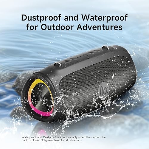 Miniatura 3 de Altavoz Bluetooth portátil y ruidoso, altavoz de subwoofer grande de 60 W, inalámbrico Bluetooth 5.3 con carga USB Powerbank, impermeable IPX7,