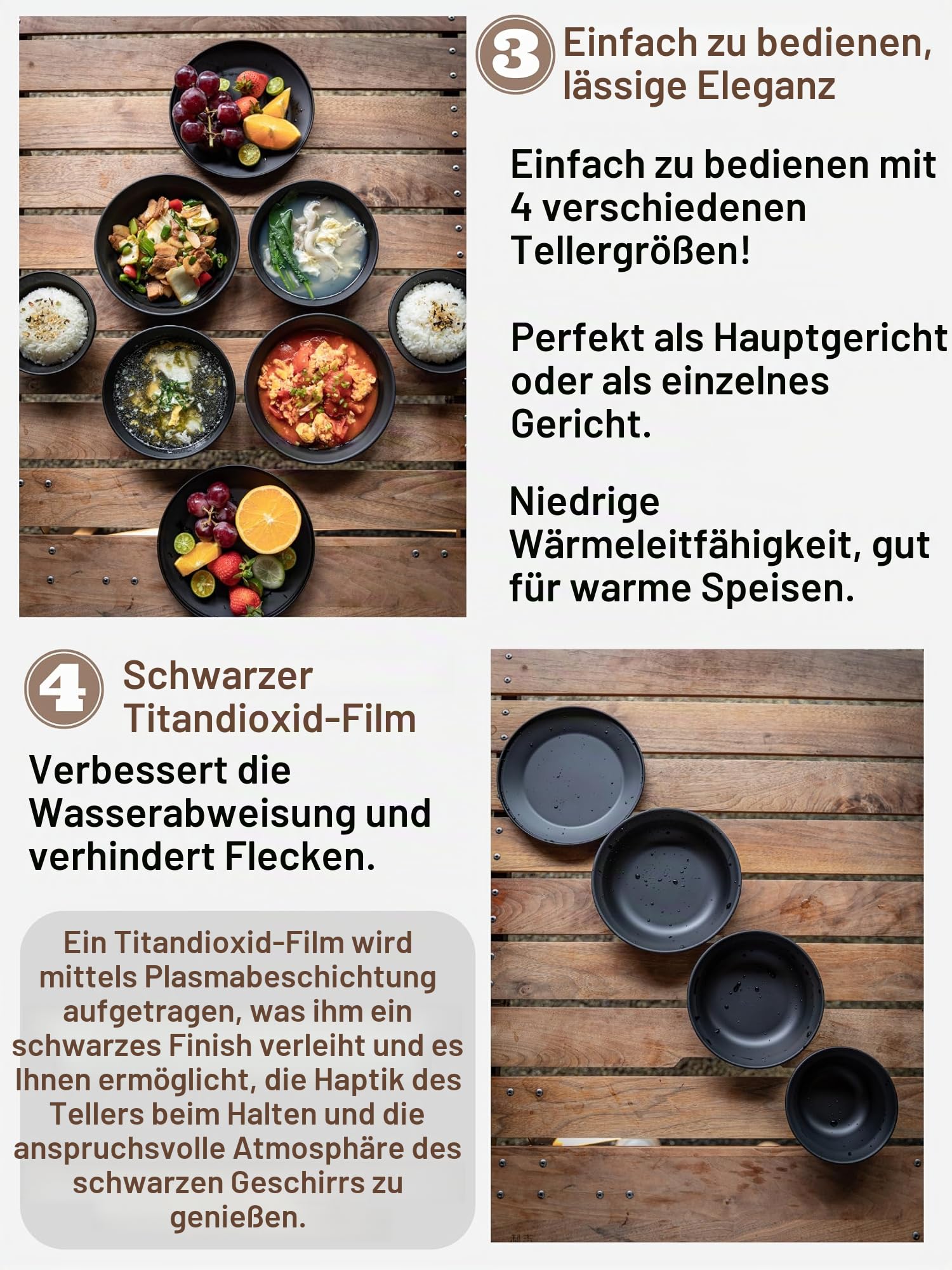 Campingmoon Campinggeschirr-Set, Edelstahl, Campingteller, Schüssel, stapelbar, Outdoor-Geschirr, Segeltuch, Tragetasche, Camping, Wandern, Picknick
